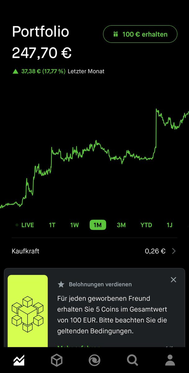 z3ro_value's tweet photo. Ich investiere jetzt seit 1 Monat 📈

Ich bin sehr zufrieden mit dem Ergebnis und habe nur 50€ Eigenkapital angelegt. https://t.co/qFmfR4vwPe