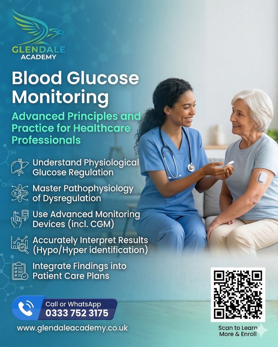glendalelms's tweet image. Blood Glucose Monitoring Awareness Course

🩸 Blood Glucose Monitoring Awareness
Accurate blood glucose monitoring is essential for safe and effective diabetes management across all healthcare settings. CPD accredited training for safer care.
#DiabetesCare #PatientSafety #CPD