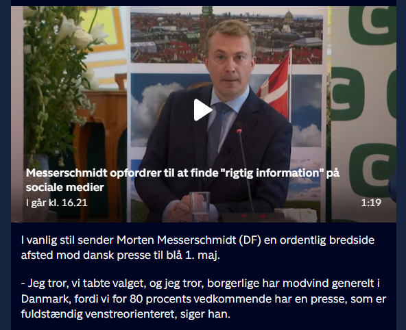 M_K_Petersen's tweet photo. At Hr. Mezzerscmidt taler imod bedrevidende.

Den såkaldte landsdækkende presse er faktuelt overvejende blå. Og måske burde mand se indad, og huske alle de usandheder der kommer ud fra DF og deres medlemmer.

#LorteMennesker #DKpol #BorgerligtBavl #DMedier
#SoMe 

PS. 
Der er ikke noget der hedder blå første maj.  
Men prøv med blå mandag, det passer fint med niveauet.
