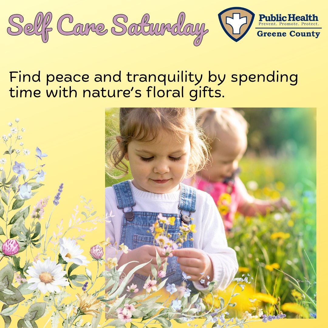 GreeneCoPH's tweet photo. How will you take care of yourself today? Do something special by picking some flowers to beautify your home and lift your spirits! #SelfCareSaturday #MentalHealth #GCPH https://t.co/4tNCiQzWs8