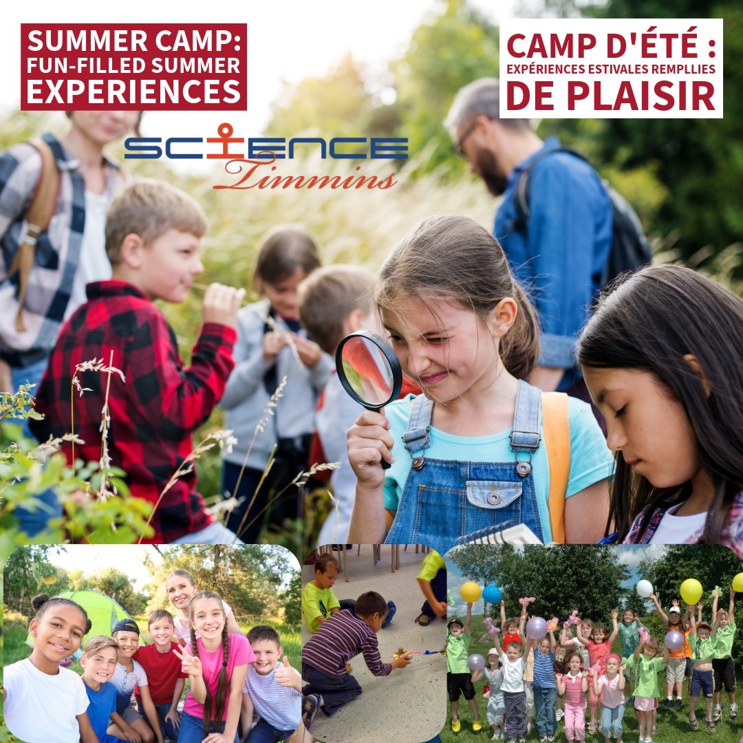 ScienceTimmins's tweet photo. Un été d'aventure au Camp d'été de Science Timmins ! Inscrivez votre enfant pour des expériences pratiques, des explorations en plein air et des activités amusantes qui éveillent la curiosité et la créativité. Les places sont limitées. Visitez notre site web pour plus de détails. https://t.co/vqA2E9kGm4
