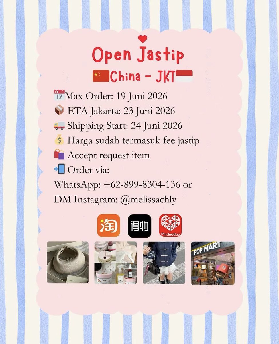 melmol | OPEN JASTIP CHINA - JAKARTA tweet media