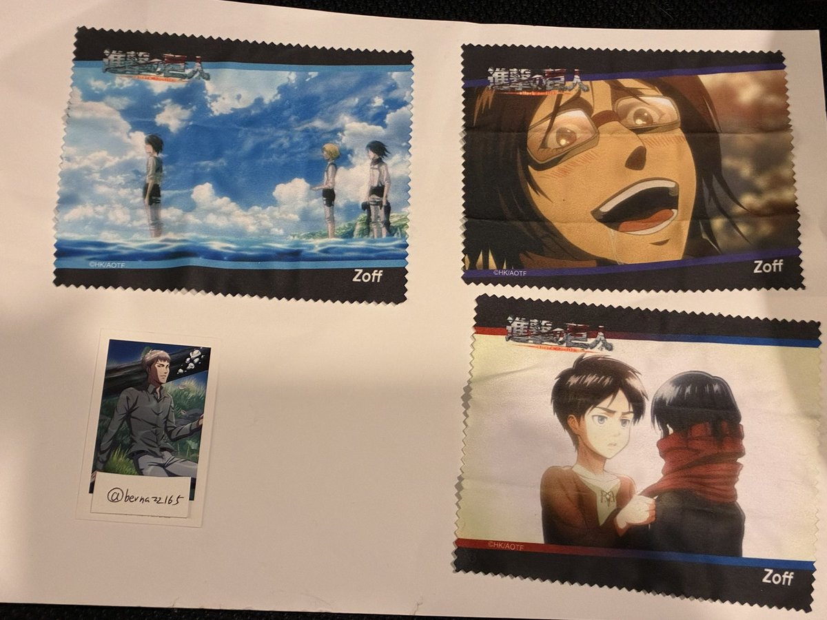 berna22165's tweet photo. 進撃の巨人　zoff 交換　譲渡
出) ハンジ　エレン　ミカサ　アルミン 
求)画像2枚目　ジャン　集合　500円➕送料

よろしくお願いします https://t.co/4AsgSqhyLW