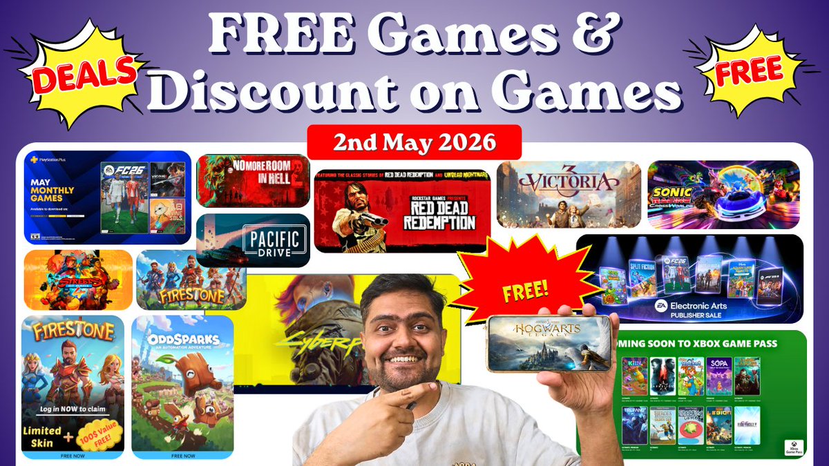 prashantbk11's tweet image. Claim this Weeks FREE &amp;amp; Discount on Games - 2nd May 2026 🔥🎮
Watch Here - youtu.be/8d4GT6RNmhM 

#freepcgame  #freegames #discountongames #steam #steamfreegames #epicfreegames #epicgames #computergaming #pcgaming #prashantislive #prashantislivefreegames