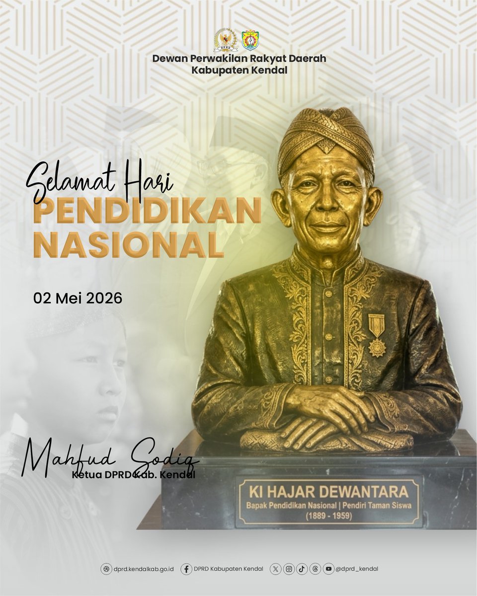 dprd_kendal's tweet image. Selamat Hari Pendidikan Nasional 2026

02 Mei 2026

#dprd #dprdkendal