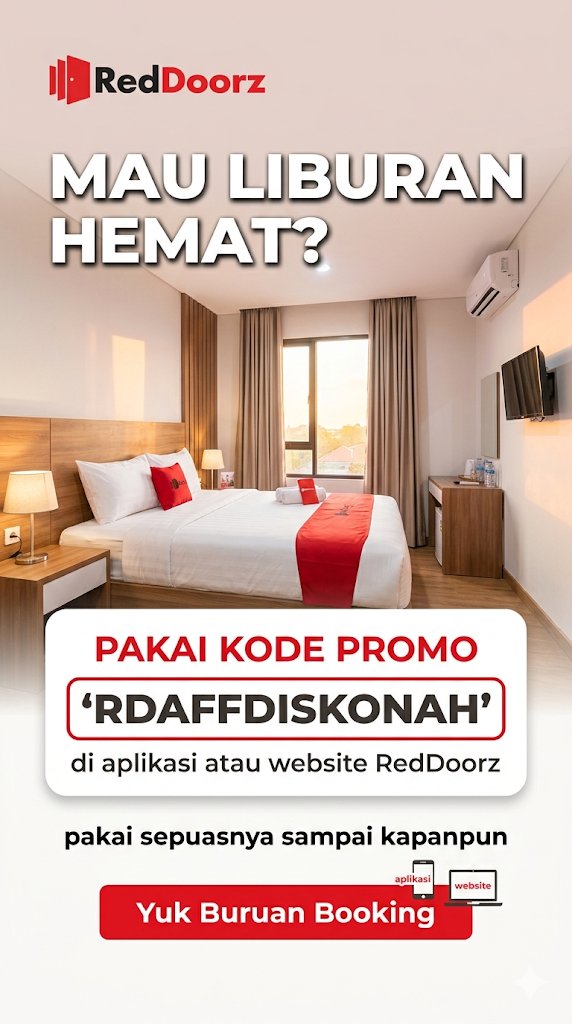 AdzhaCo's tweet image. Staycation makin hemat pakai kode promo RDAFFDISKONAH di aplikasi RedDoorz! 🏨✨
Nikmati tambahan diskon yang bisa kamu pakai berkali-kali sampai puas. Cus, booking hotel buat liburan nanti! 💸
#RedDoorz #Jakarta #Bandung #Surabaya #Jogja #Bali #Medan #Semarang