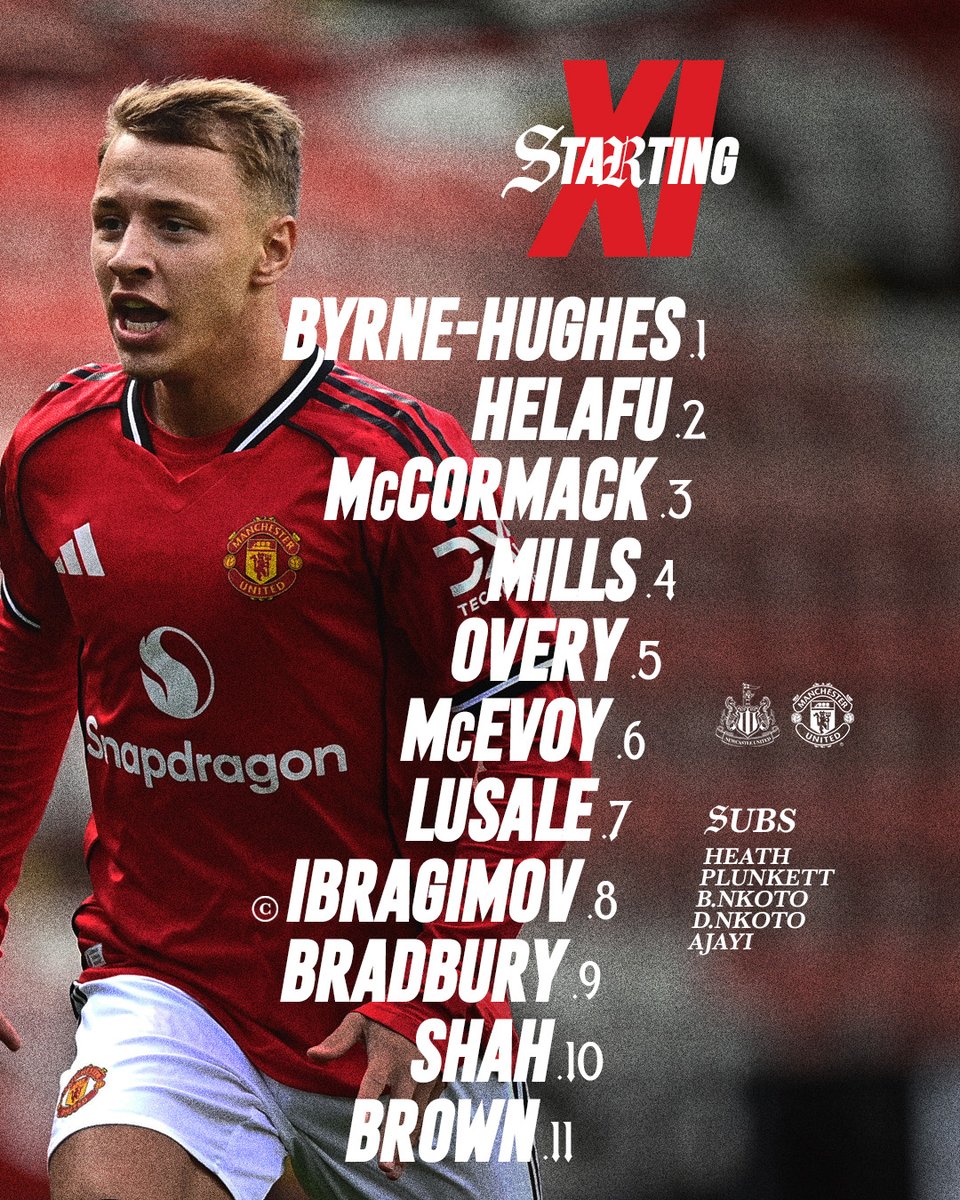 ManUtd's tweet photo. Lining up for our #MUAcademy U18s this afternoon... πͺπ΄
Watch today's #U18PL action LIVE on #MUTV from 12:25 BST π²