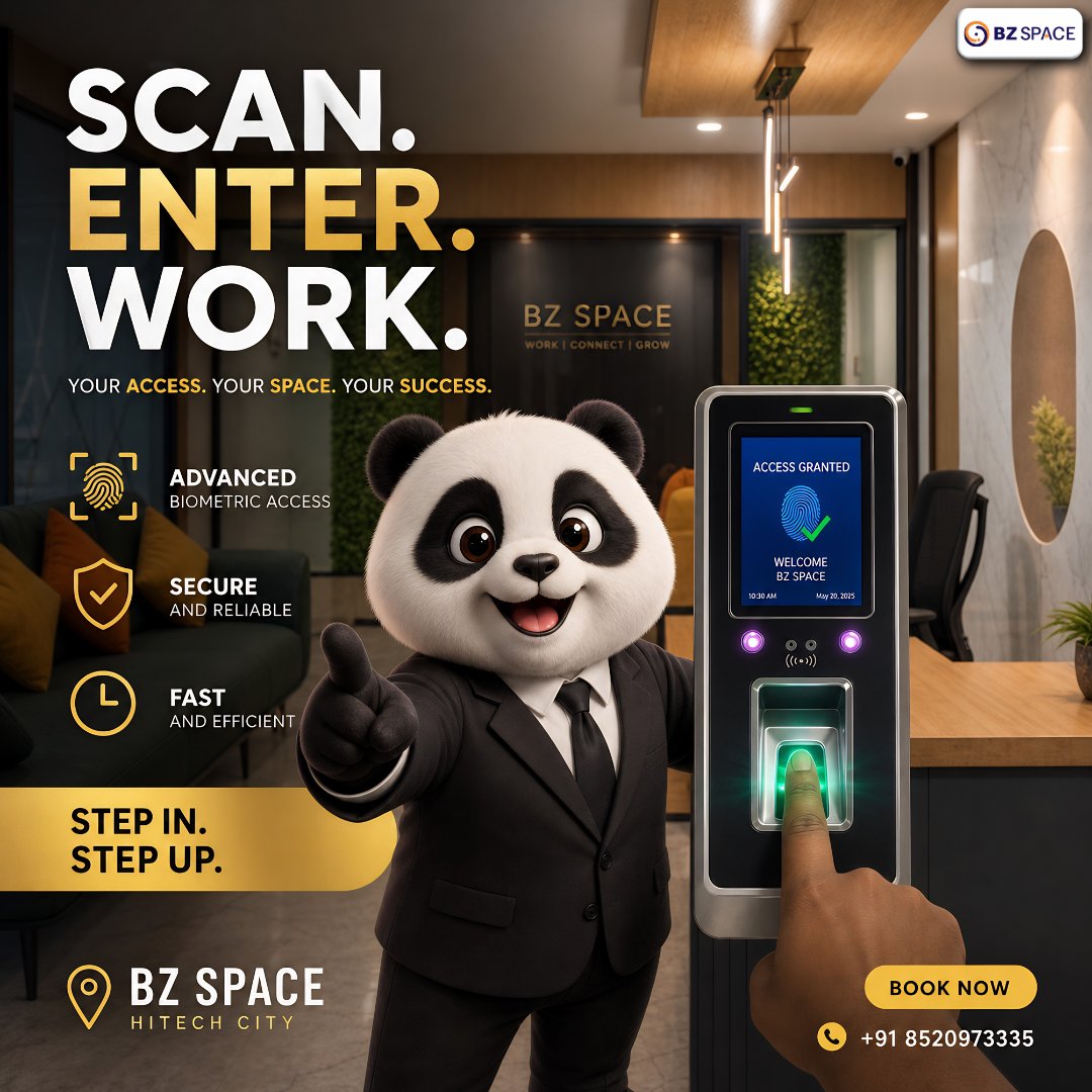 bzspace0099's tweet image. Scan. Enter. Work. 🔐
Experience smart coworking with biometric access at BZ Space, Hitech City.

📍 Location: Hitech City
📞 Contact: +91 8520973335
🔗 Book your space today.

#coworking #workspace #businessgrowth #startups #bzspace