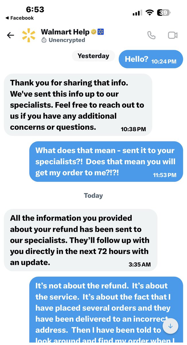 girlfree730's tweet photo. @walmarthelp I’ve already private messaged you. This was your response … it doesn’t make sense https://t.co/txRgQpXUAm