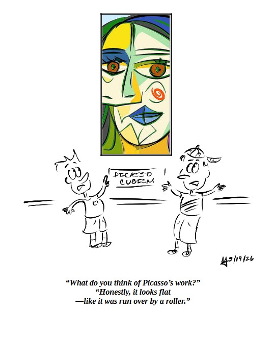 matthewjanacone's tweet image. Picasso. A cartoon by Matt Janacone #Picasso #art #cartoons #humor