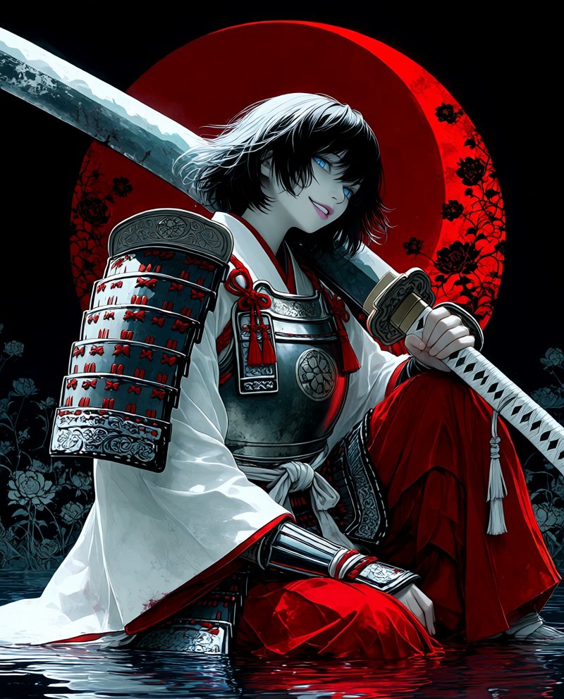 🌙 #AI月下幻想🌙 十日夜の月の守護天使 両手に対となる聖剣を構え