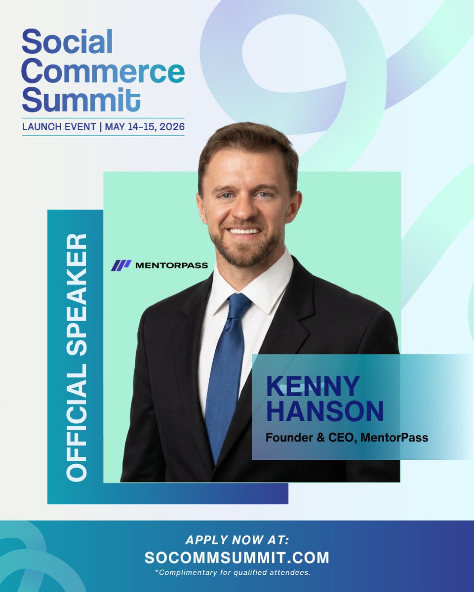 socomnews's tweet image. Kenny Hanson is joining Social Commerce Summit.

As Founder &amp;amp; CEO of @MentorPass , Kenny helps connect fast-growing consumer brands with experienced founders, operators, advisors, and executives.

Apply now: SOCOMMSUMMIT.COM

#SocialCommerceSummit #SocialCommerce #commerce