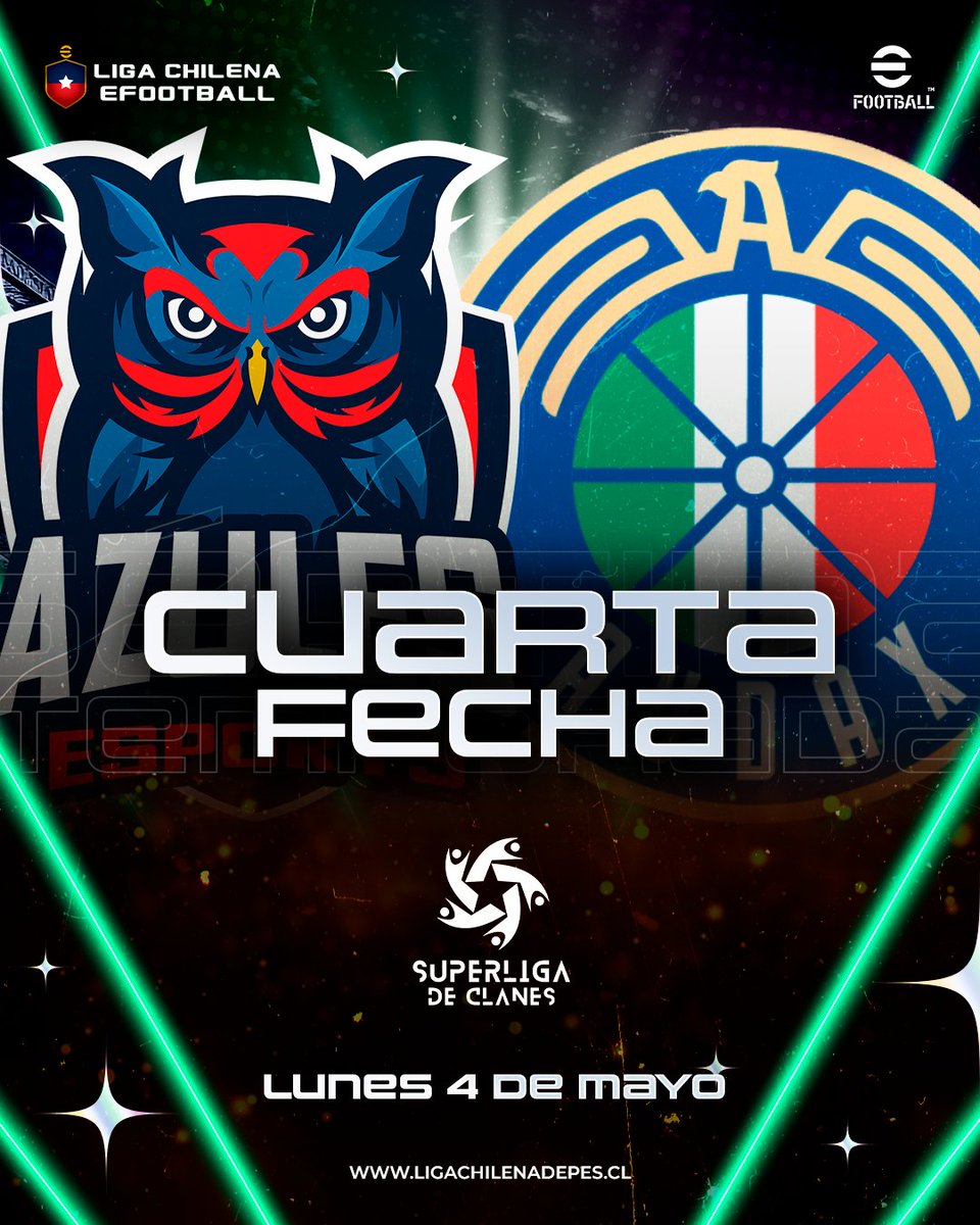 LCHeFootball's tweet image. 𝗖𝗨𝗔𝗥𝗧𝗔 𝗙𝗘𝗖𝗛𝗔 👑

El lunes 4 de mayo se juega la cuarta fecha de la Superliga de Clanes. Ya llegamos a la mitad de la fase regular y los equipos deben buscar todos los puntos posibles.

#eFootball #Esports #lche