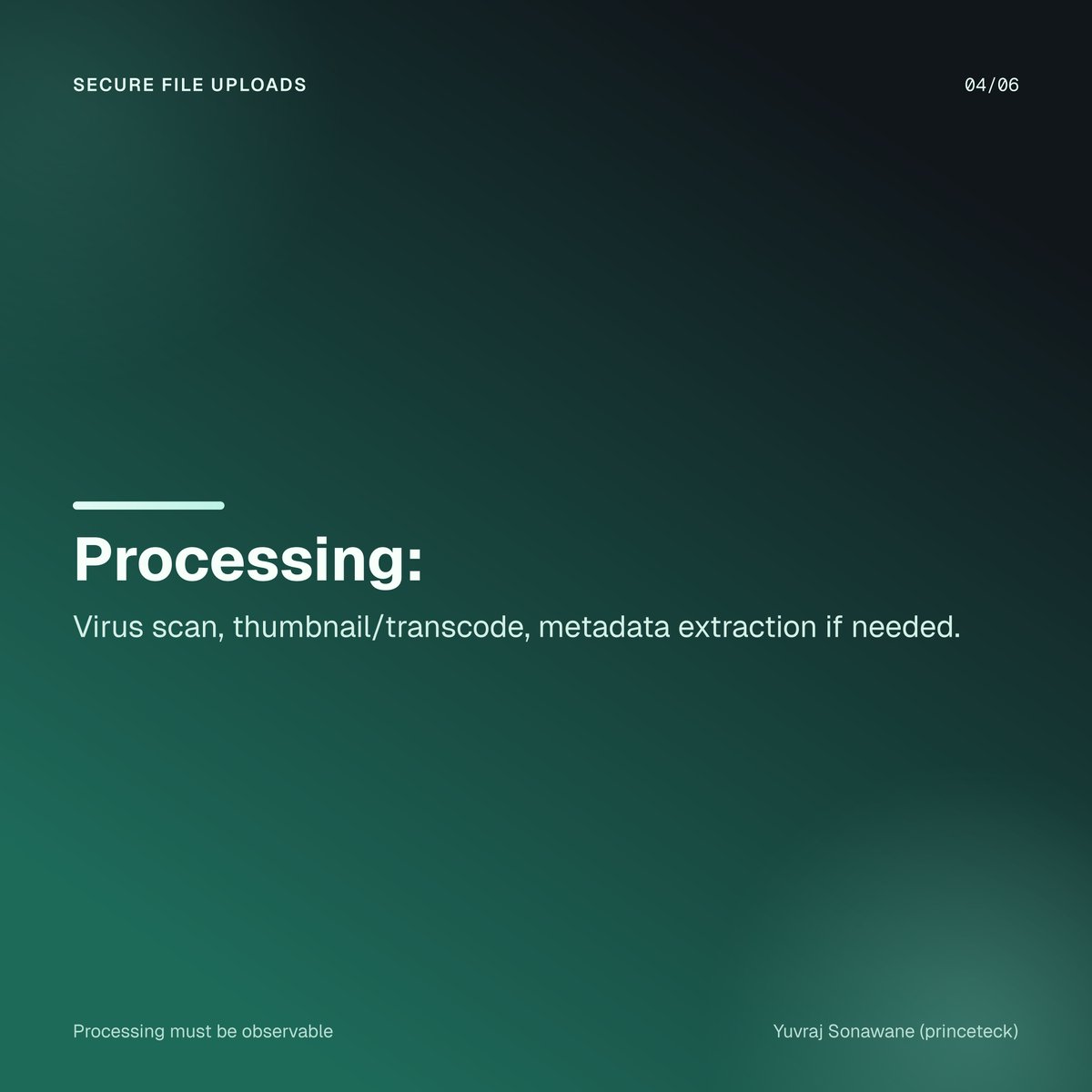 PrinceTeck's tweet image. File uploads look simple until you model the whole path Part 1:

The worst upload bug isn’t failure.

It’s “uploaded successfully” when the system disagrees.

#FileUpload #SystemDesign #Security
