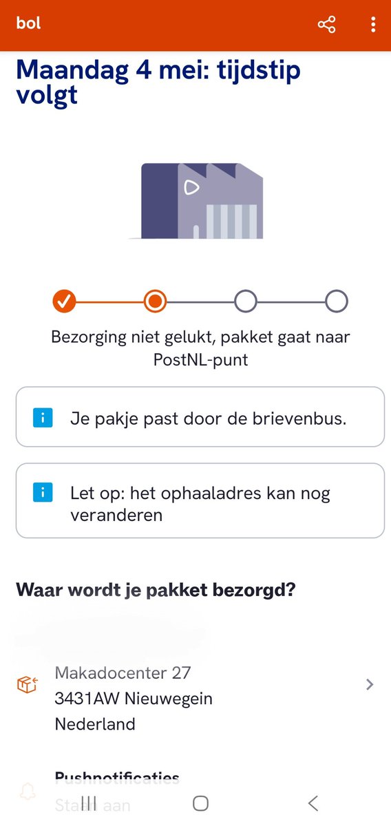 birgit2021's tweet image. Pakje past door de brievenbus.

Bezorging niet gelukt, bij postnlpunt ophalen. 🤷‍♀️
#bol