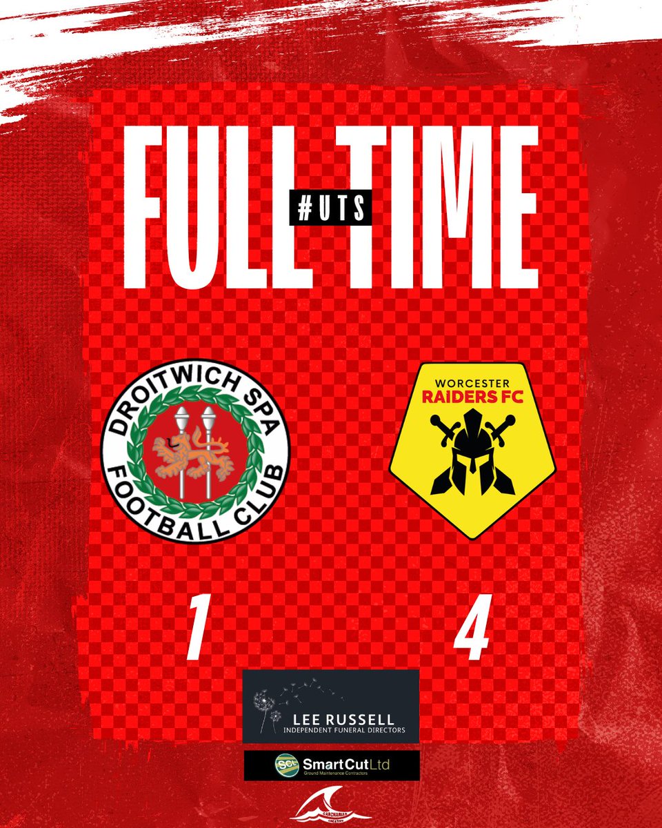 DroitSpaFC's tweet image. RESULT! 🔴⚫⚽

Droitwich Spa 1-4 Worcester Raiders 
Scorer: Taylor-Randle 
Att: 1051

We didn't rise to the occasion unfortunately.

Well done to @WorcsRaidersFC &amp;amp; good luck at Step 4.

Thank-you all for your incredible support today; see you next season

#UTS