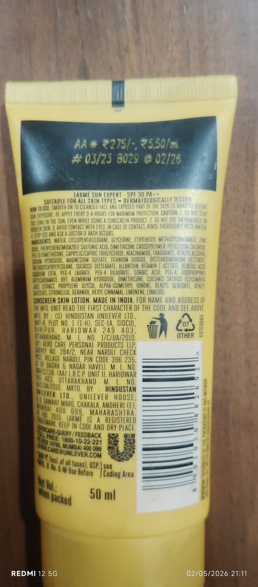 AmongUsDai65160's tweet image. Hey @bigbasket_com, I just received this sunscreen which is already EXPIRED. The app says it's
non-returnable, but I shouldn't be paying for unusable, unsafe products. Please look into this immediately. OrderID:BNN-1978429358-20260502
#CustomerService #ConsumerRights #BigBasket