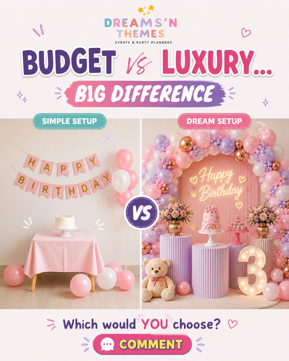 dreamsnthemesae's tweet image. Budget vs Luxury 👀
فرق sirf decoration ka nahi… EXPERIENCE ka hai 💎
Which one would you choose? 🎉

👉 whatsapp.com/channel/0029Vb…

#DubaiEvents #BirthdayDubai #LuxuryDecor