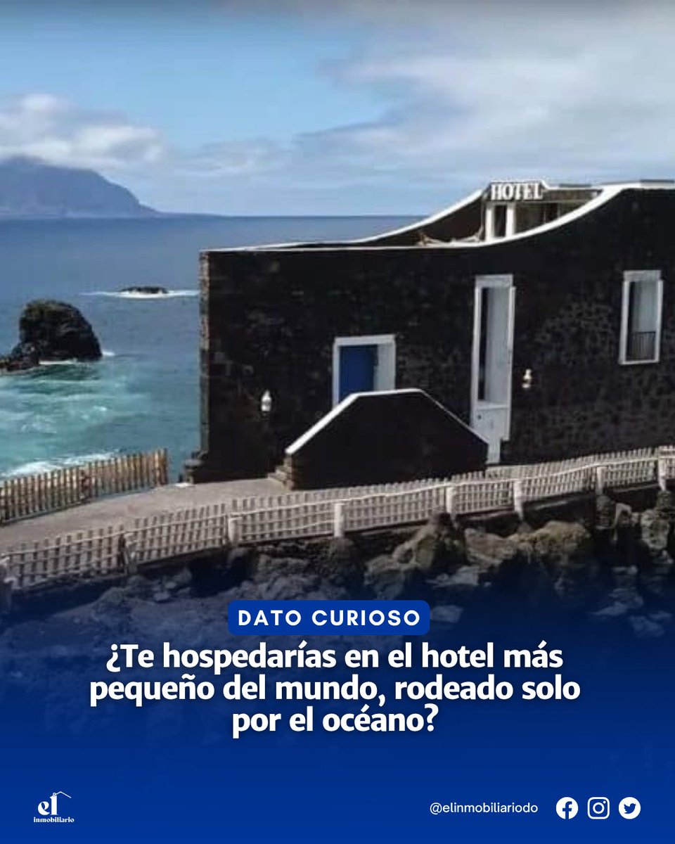 elinmobiliariod's tweet image. En medio del océano Atlántico, lejos del ruido de las grandes ciudades y del turismo masivo, existe un lugar que parece sacado de una historia: el Hotel Puntagrande, considerado oficialmente el hotel más pequeño del mundo.

🔗inmobiliario.do

#elinmobiliario #datocurioso