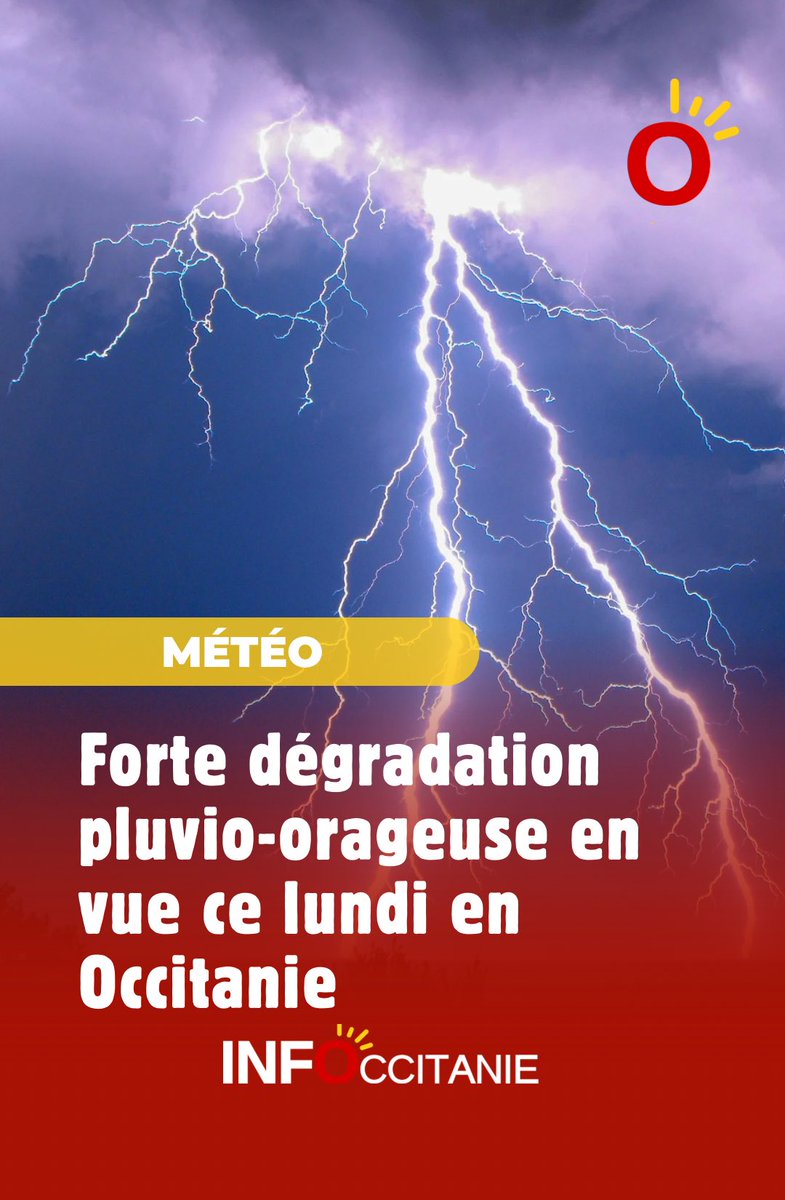 infoccitanie's tweet image. #Météo : forte dégradation pluvio-orageuse en vue ce lundi en #Occitanie ! ➡️ infoccitanie.fr/meteo-forte-de…