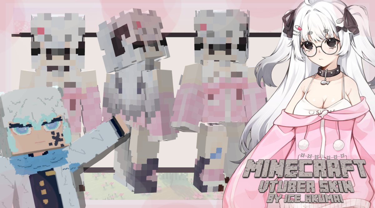 Ice_AkumaI's tweet image. Vtuber Minecraft Skin fanart FOR THE MOST SLEEPLY ADORABLE SEAL @snoozychu 🩶 🩷🖤

I LOVE YOUR CUTE DESIGN SO MUCHHHH!

(2nd image is my seal plush) 🩶 🩷🖤

(And if you ever need the skin, friend me on Discord at: "iceakumai" :D)

⌞#VTuberEN | #sealofARTproval⌝