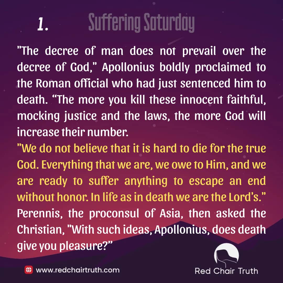 redchairtruth1's tweet image. What do you really love? What can you die for? What does “Eternal Life” mean to you?

Read about a man who was willing to die for what he loved this Suffering Saturday.

#RedChairTruth #SufferingSaturday #Persecution #Faith #Christians #MartyrsofJesus #RCT #ItaUdoh