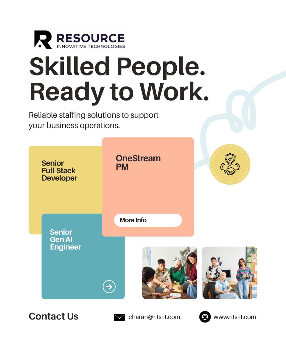 rits_it4u's tweet image. Skilled People. Ready to Work.
#Staffing, #Recruitment, #Hiring, #TalentAcquisition, #StaffingAgency, #RecruitingLife, #ExecutiveSearch, #CareerAdvice, #JobSearchTips, #ResumeTips, #InterviewPrep, #CareerDevelopment, #NowHiring, #Employment