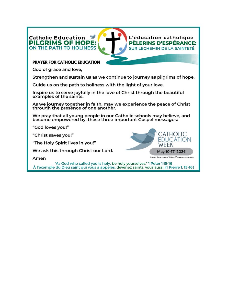 CTTCS_212's tweet photo. As we come to the end of Catholic Education Week, we thank all who led and participated in services and celebrations recognizing the gift of Catholic education. #CEWSK #CatholicEdSK #PilgrimsOfHopeOnThePathToHoliness https://t.co/mjH76t2U2j
