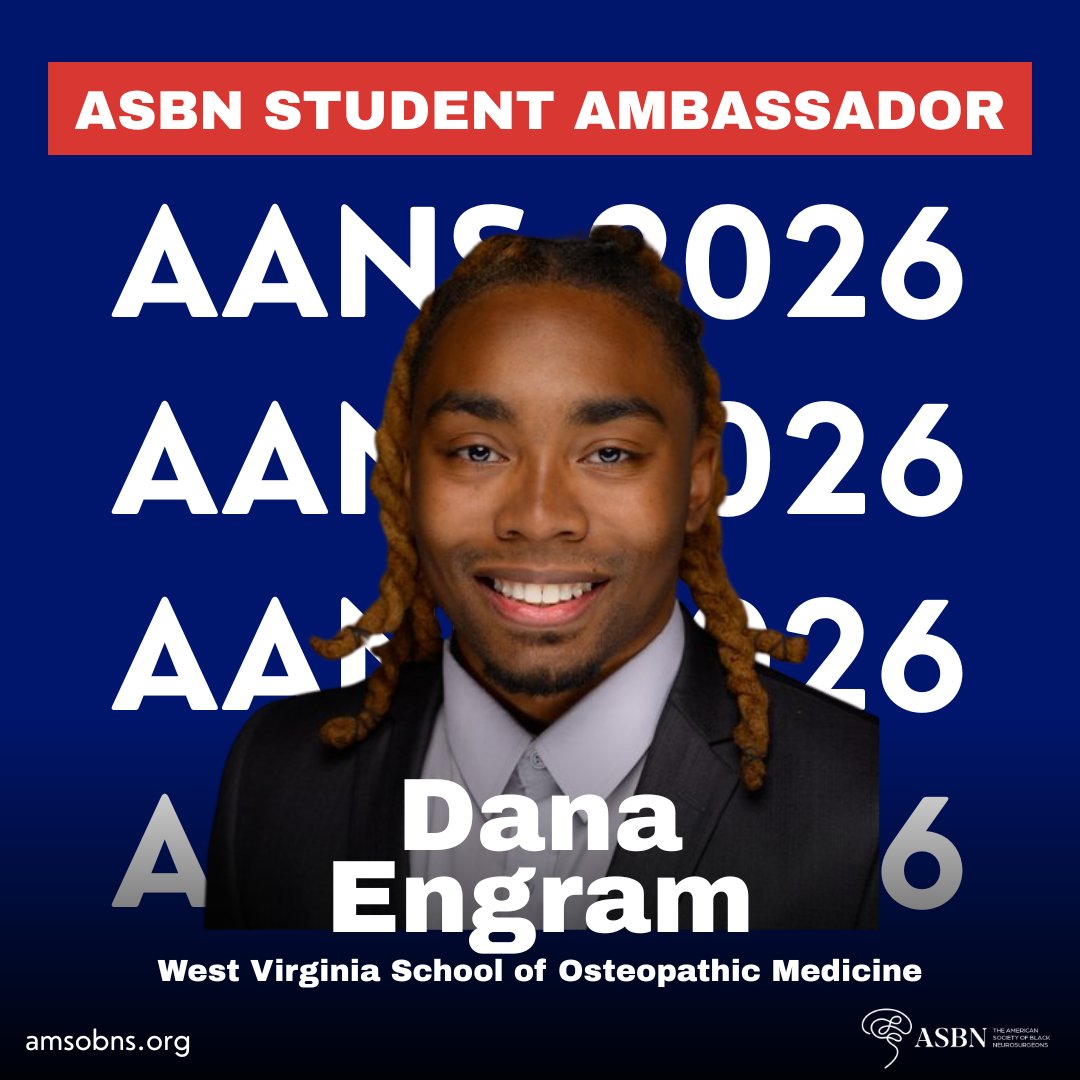 amsobns's tweet photo. Spotlight on ASBN Student Ambassador Dana Engram! Dana is repping West Virginia School of Osteopathic Medicine at #AANS2026 and showing the world what Black excellence in neurosurgery looks like. We're so proud to have him in the ASBN family!

#ASBNOrg #Neurosurgery #AANS2026 #ASBNConnect #ASBNEvents