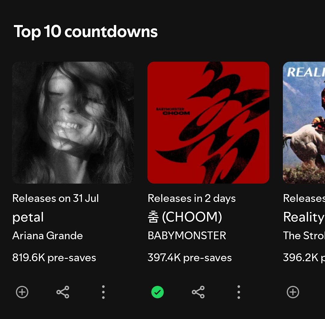 BABYMONSTER’s CHOOM reaches the Top 4 on the Spotify Countdown Chart with 397.4K (+10.9K) pre-saves

#BABYMONSTER #베이비몬스터 <a href="/YGBABYMONSTER_/">BABYMONSTER</a>