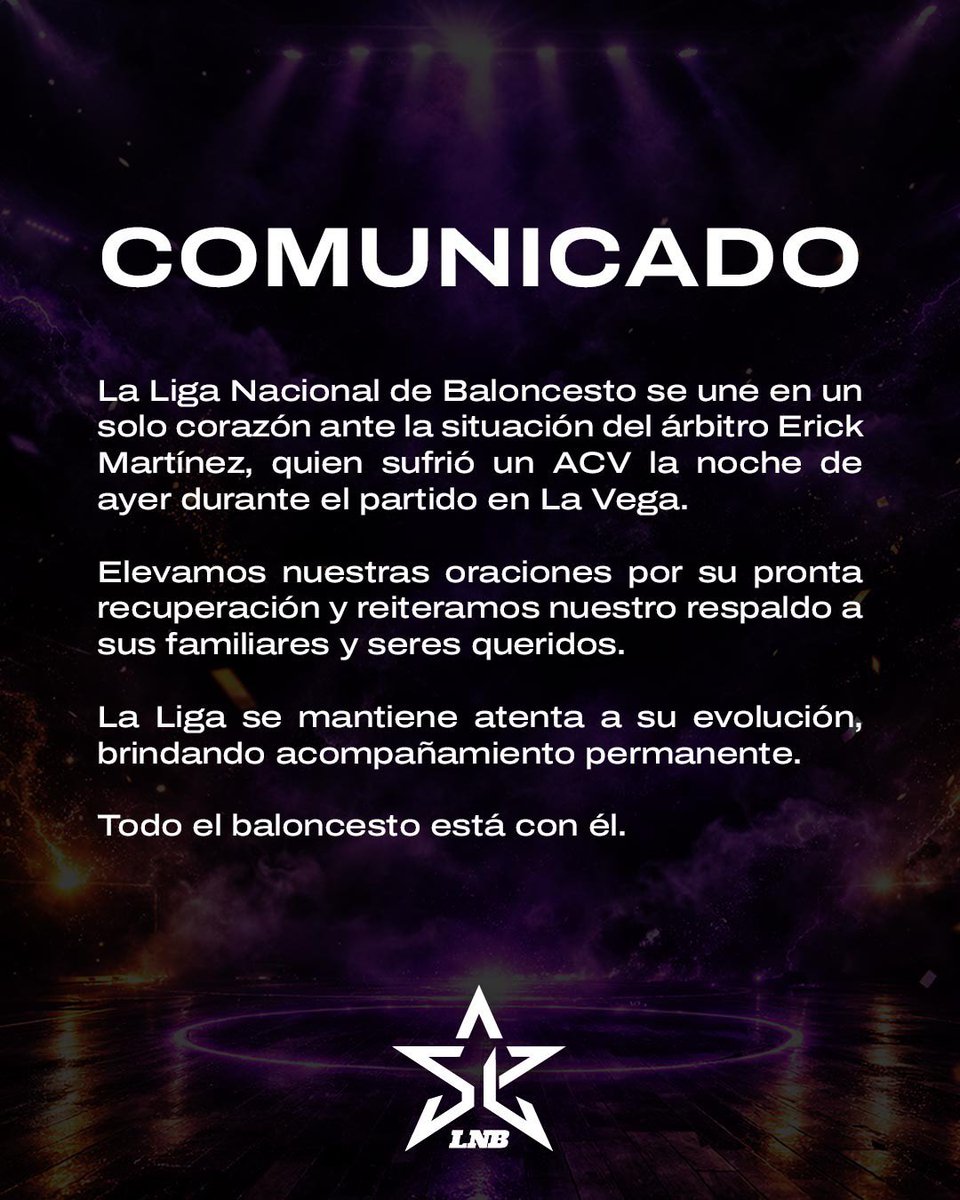 La familia del baloncesto unida por Erick Martínez. Fuerza y pronta recuperación 🙏🏽🏀