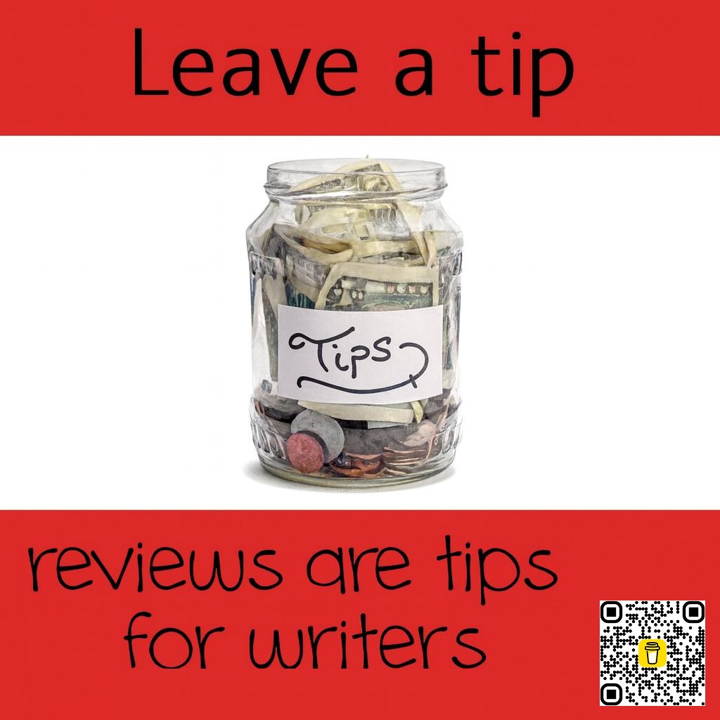 AuthorKylePratt's tweet image. Reviews are like tips for writers. If you like my books, please review them. Even a short review really helps. Also, you can leave me an actual tip by clicking on the QR code. Thanks! #KylePratt 📚 #ebooks #books #BookLovers #amreading