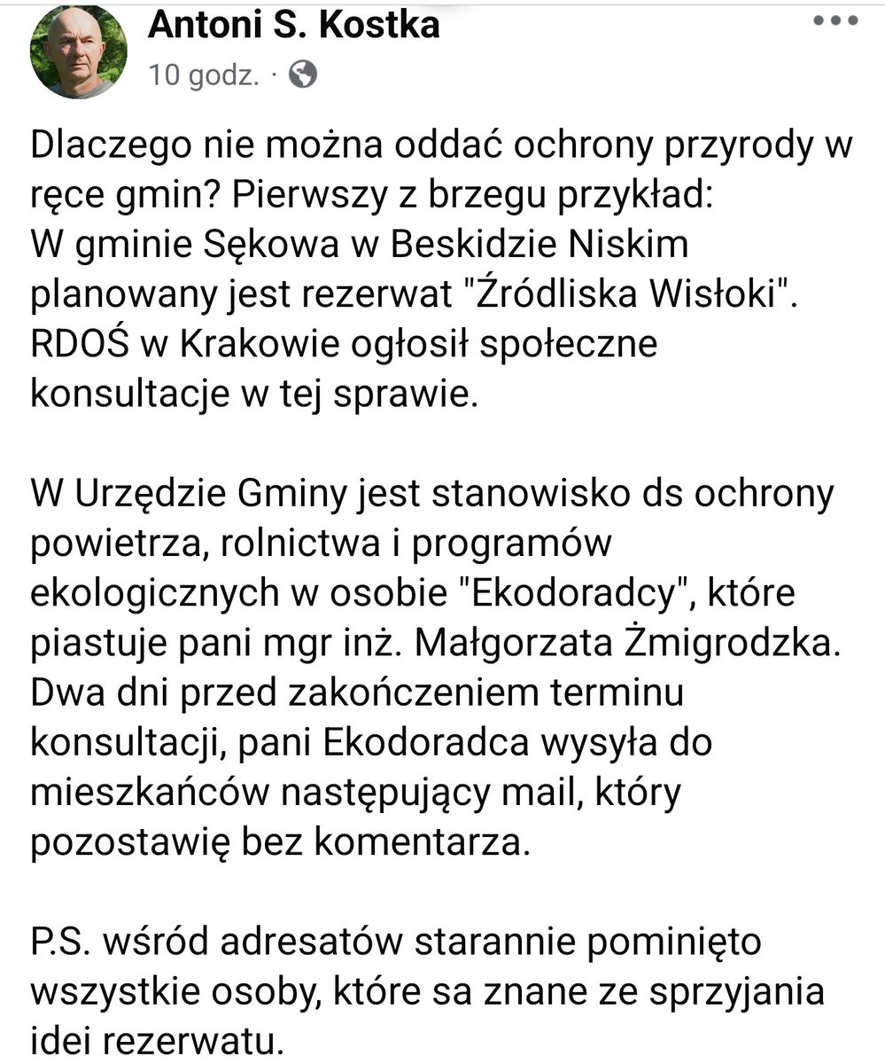EquesNaturae's tweet photo. A tak, drogie misie, wyglądałoby powoływanie rezerwatów, gdyby zależało to od gmin - pani od ochrony w gminie w ramach konsultacji rezerwatu wysłała do zainteresowanych maila:
"myślę, że warto wyrazić swój ewentualny sprzeciw"
Panu dziękujemy, @romowiczbartosz
#LexRomowicz ❌✋🏿 https://t.co/d9nU6JFjaN