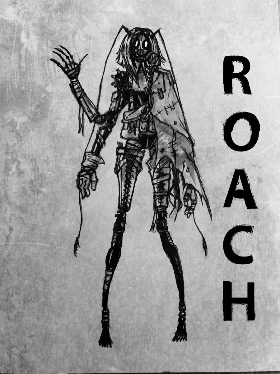 hunter_riker's tweet photo. I made this fan art of @crimescenepartz’s character Roach I really like her design https://t.co/91hU3nINKT