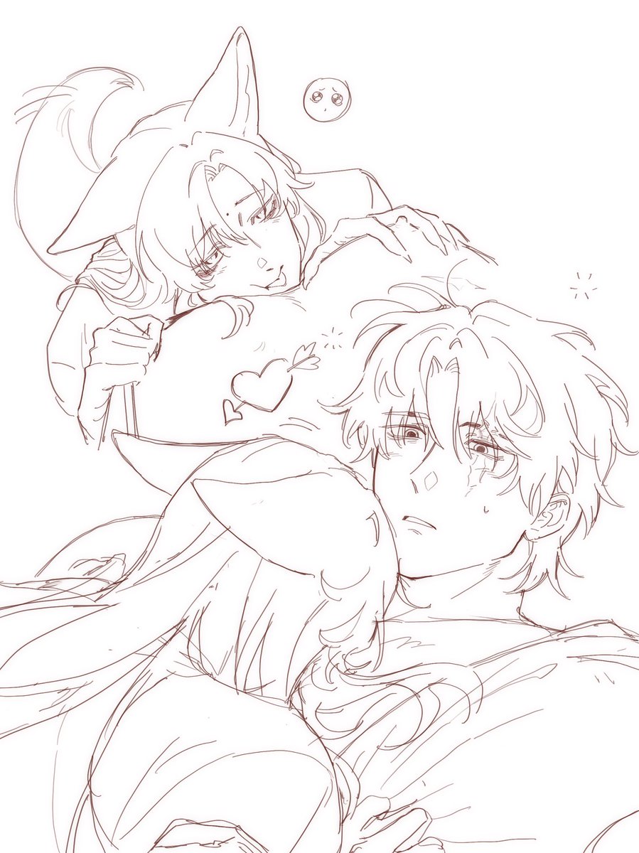 lycheecatside's tweet photo. I made some new ocs recently! ( A runaway and a fox spirit who wants to eat him) They don’t have names yet tho https://t.co/Idt7O9vMLu