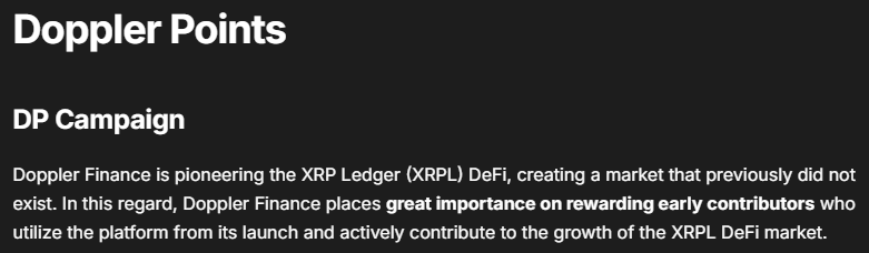 hayatonten's tweet photo. Doppler Finance（ドップラー・ファイナンス）は、これまで存在しなかった市場を創出することで、XRPレジャー（XRPL）におけるDeFiの先駆けとなっています。これに関連して、Doppler Financeは、ローンチ当初からプラットフォームを利用し、XRPL DeFi市場の成長に積極的に貢献する初期のコントリビューター（貢献者）への報酬を非常に重視しています。
https://t.co/PAdYU9MUzX