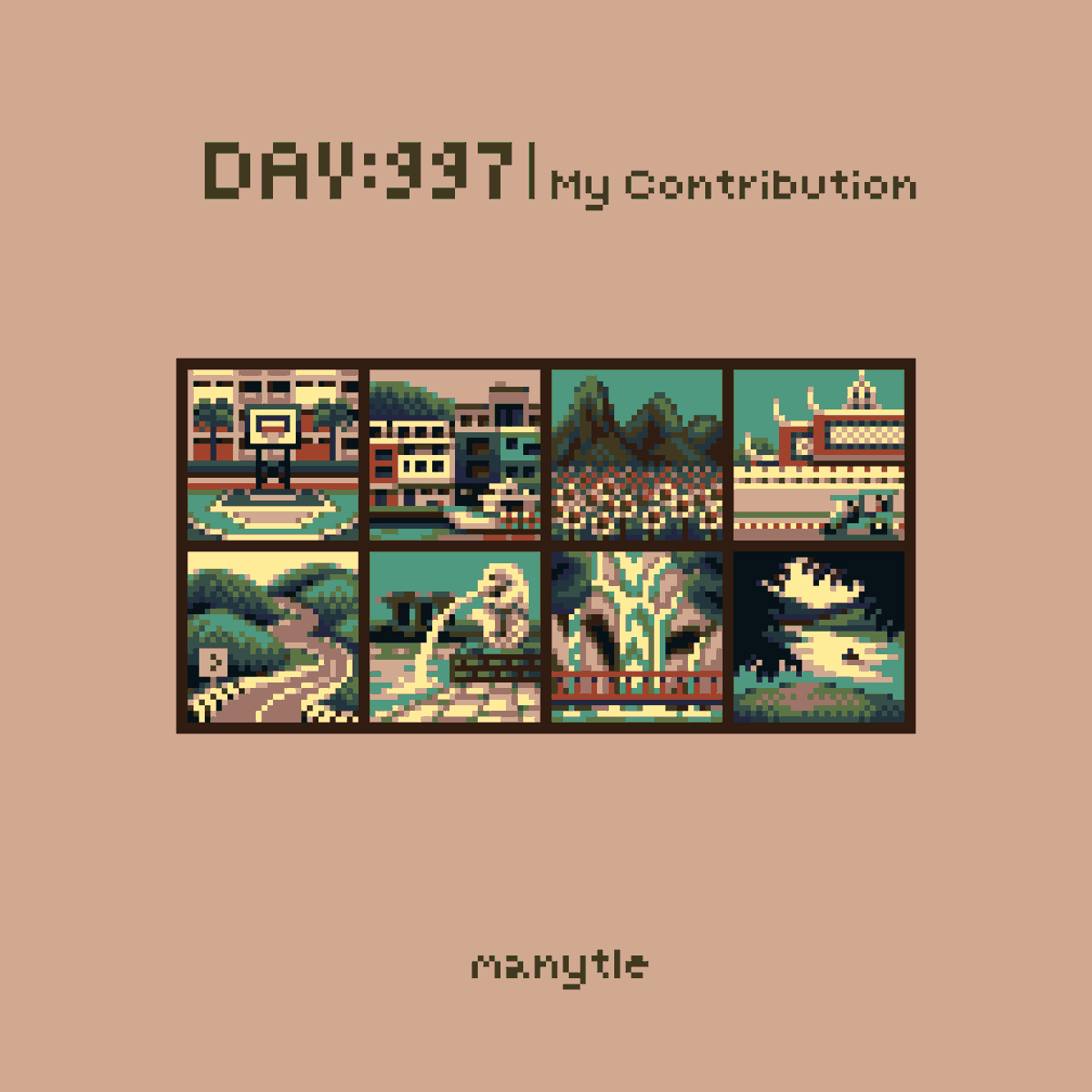 manytle's tweet photo. Day 997: Tiny Landscapes on @basepaint_xyz 
Today I drew pictures based on places in Thailand and places I’ve been to on the canvas. https://t.co/lFo53xg04e