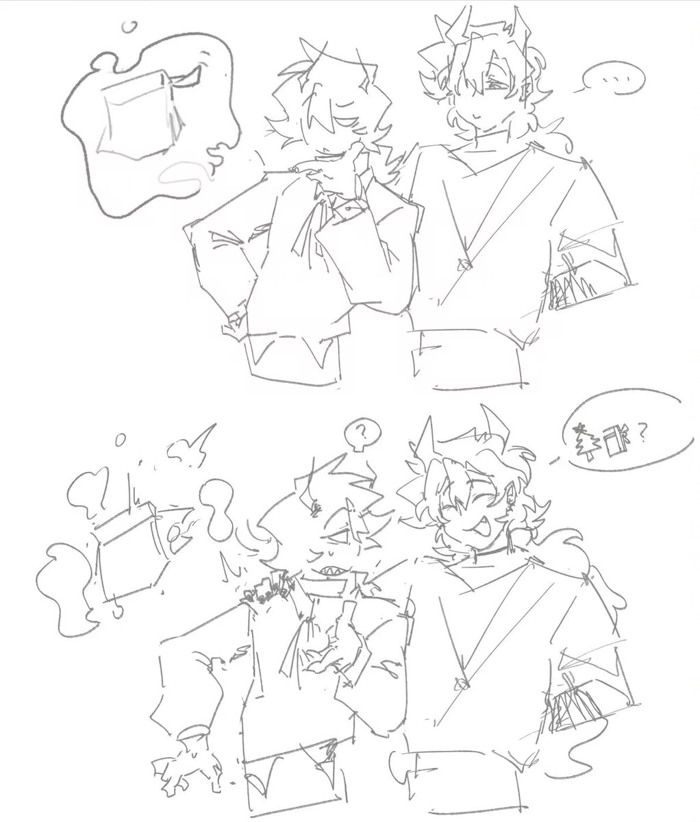 MDragon032's tweet photo. A draft from Christmas time, but I just wanted to see how Selever would be scared by Julius：）#midfightmasses #julever #selever #mfmjulius https://t.co/4dHCWK6U34