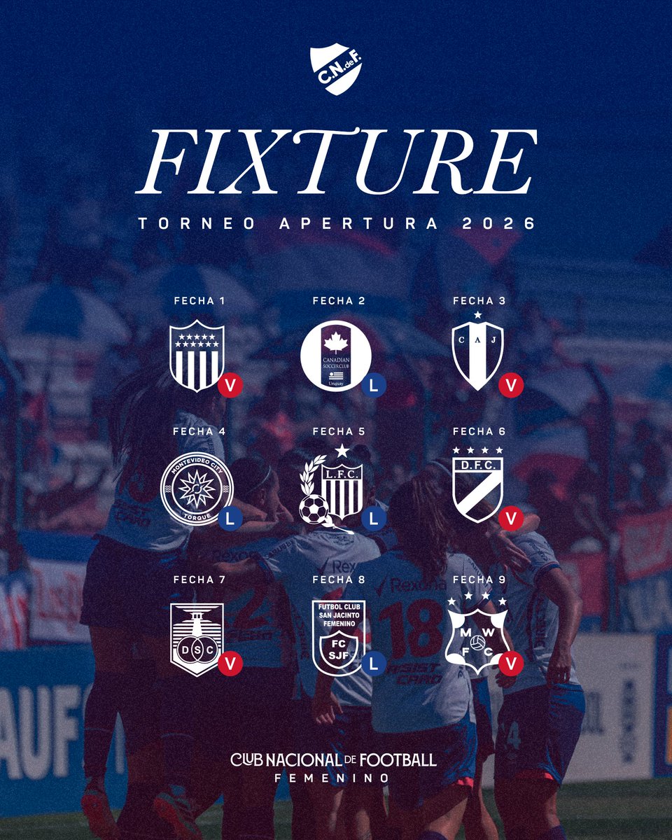 𝗙𝗜𝗫𝗧𝗨𝗥𝗘 𝗔𝗣𝗘𝗥𝗧𝗨𝗥𝗔 𝟮𝟬𝟮𝟲 🗓️

1a Fecha Clásico 

¡Vamos Nacional! 🔵⚪️🔴