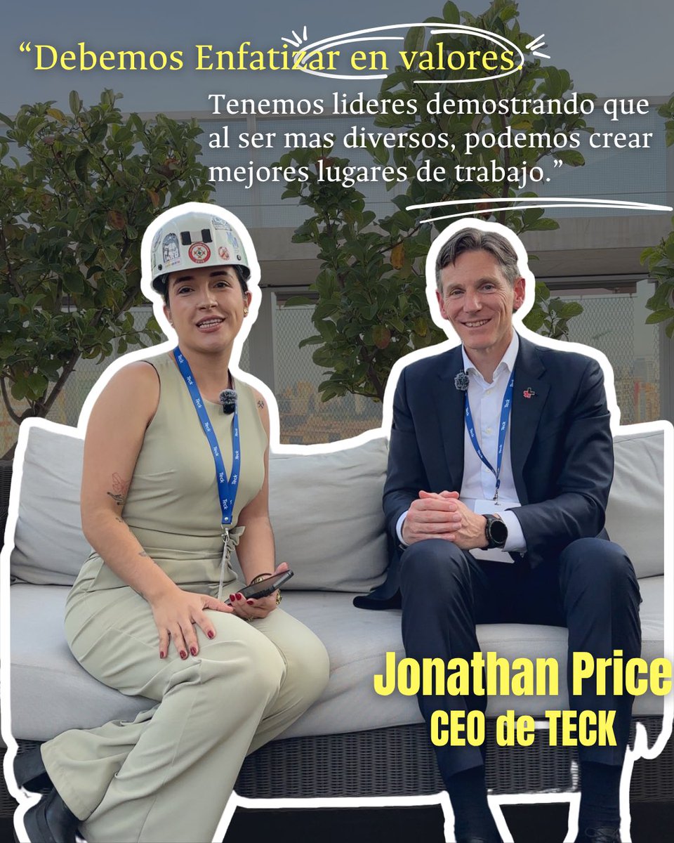 PaulaMineria_'s tweet image. Conversando con Jonathan Price CEO de TECK sobre equidad y el movimiento #HeForShe. Recordamos que la diversidad de género, pensamiento y de edad son motores invisibles que hacen crecer nuestra industria.
¡Hagamos visible lo invisible! 👷‍♀️👷‍♂️
#paulamineria #Teck #MineríaResponsable