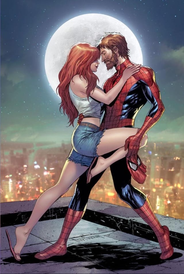 ch3rrytop's tweet image. Spider-Man and Mary Jane by Tyler Kirkham #art #marvelcomics #petermj