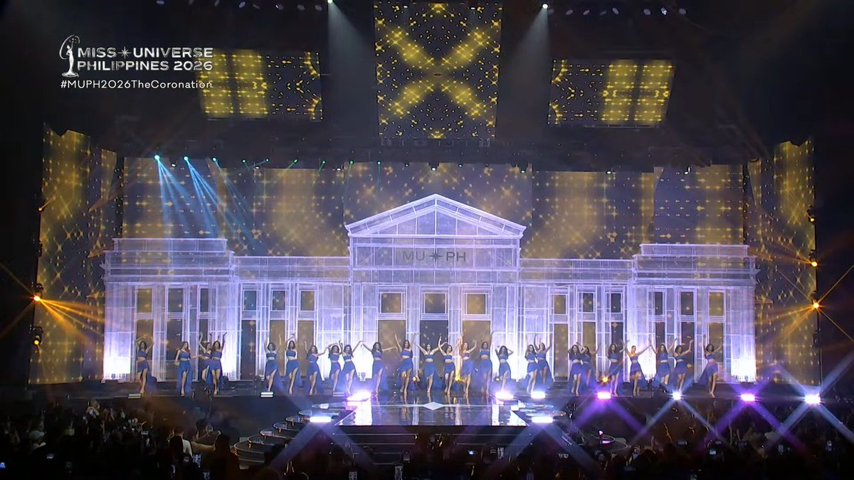 ABSCBNNews's tweet photo. ALL THESE LADIES! 

BGYO (@bgyo_ph) joins the Miss Universe Philippines 2026 candidates during the pageant's opening number. (Screengrab from EmpirePH/YouTube) https://t.co/JadXqMNdis