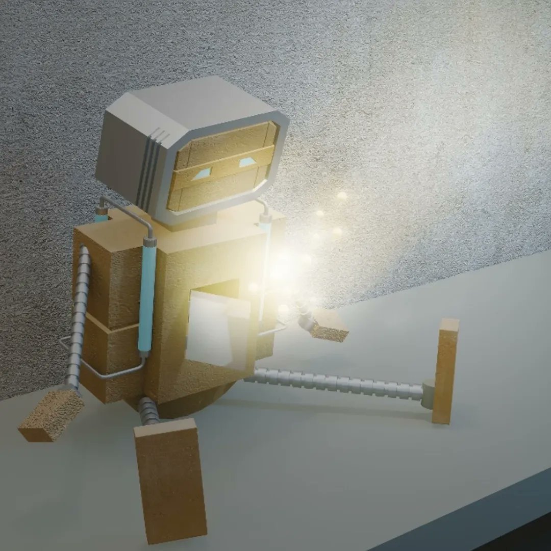 shaima3dnotes's tweet image. 前に作った光を放つロボットです ^_^ 
#blender3d
#photoshop
