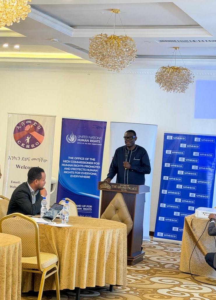 UNESCO_Addis's tweet photo. @UNESCO_Addis @OHCHREAMCO &amp; @CEHRO1 brought journalists together for a workshop focused on human rights, information integrity, and responsible reporting; strengthening the voices that keep the public informed. https://t.co/nYlGVNndrP