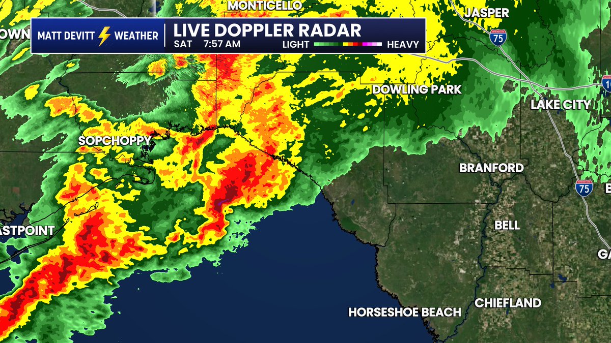 MattDevittWX's tweet image. LIVE RADAR: Nasty storm with rotation over the Gulf heading towards the #Florida Big Bend as of 8 AM. Could prompt a #tornado warning for Taylor County ahead if trends continue.