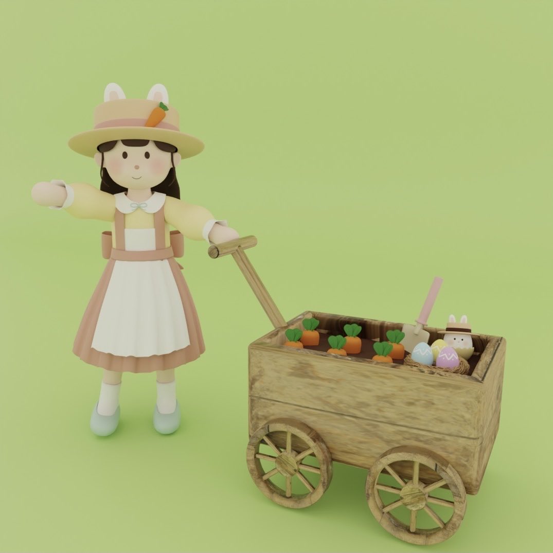 chacha_3d's tweet image. データ重いので地面に草生やすのやめました！
てくてく👣🐰

#blender
#3DCG
#easter
#ゴールデンウィーク