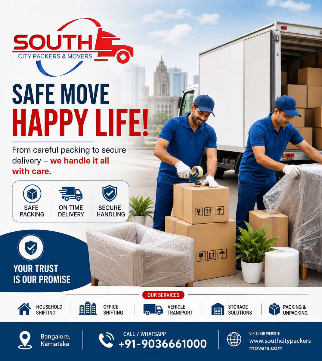SouthCitypack's tweet image. South City Packers And Movers comprehend that movement is definitely not a simple work. We Provide household shifting service in Bangalore. 
📞 +91-9036661000 +91-9844400220
#PackersAndMovers #MovingMadeEasy #HouseShifting #OfficeRelocation #TrustedMovers #PackingAndMoving