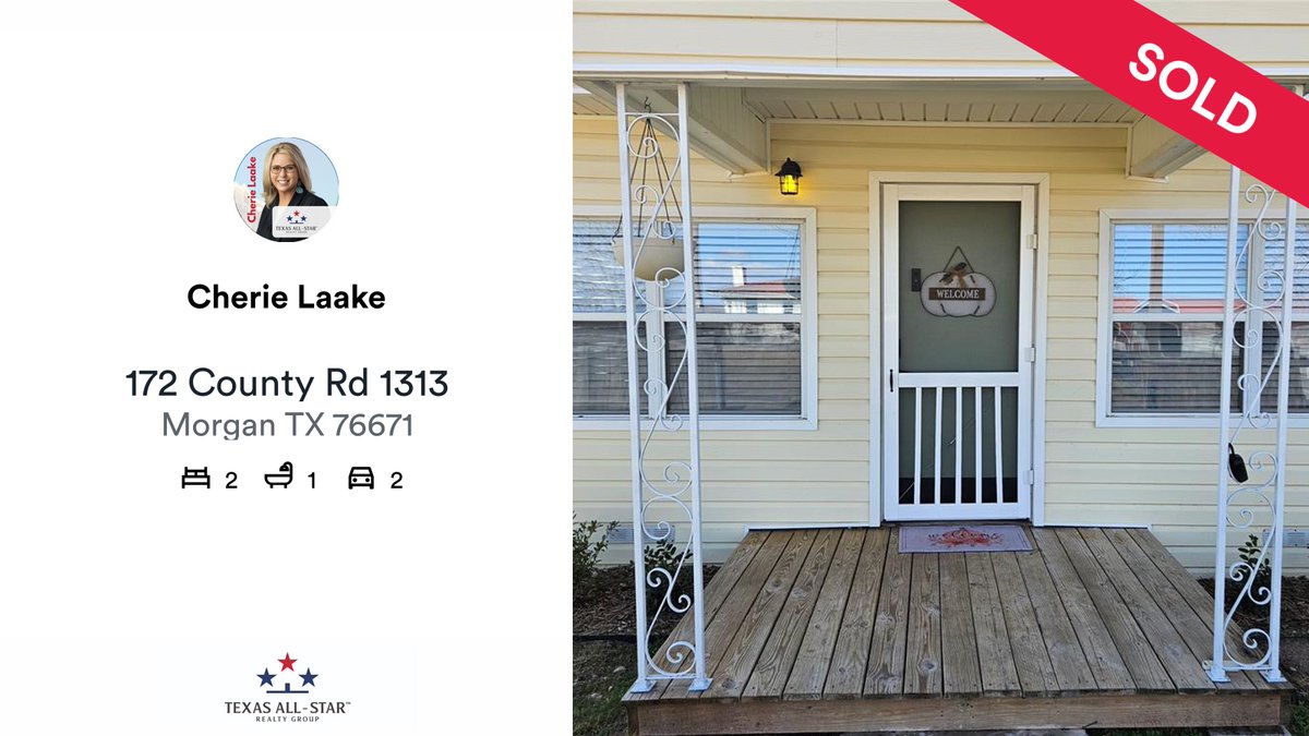 cherielaake's tweet photo. 📍 172 County Rd 1313, Morgan, TX, 76671

My latest sale on RateMyAgent.
REALTOR 0545383

...
#ratemyagent #realestate #JPAR #texasallstarrealtygroups https://t.co/ayCr7eYbez