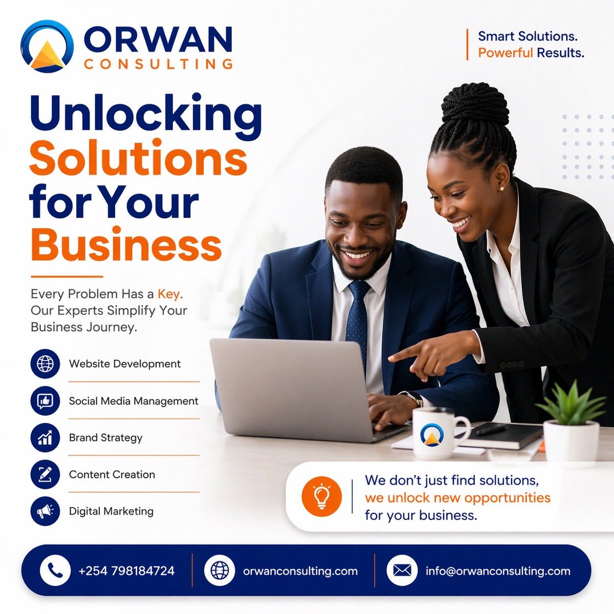 OrwanConsulting's tweet image. Struggling to grow your business online?

We unlock solutions that drive real results. 🚀

📞 Call us today or visit orwanconsulting.com

#orwanconsulting #growthstrategy #digitalstrategy #growwithorwan