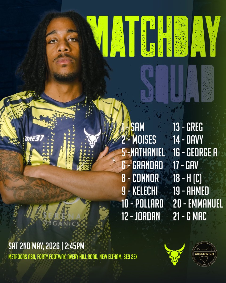 😤😤😤😤

AMG vs Greenwich All Stars F.C. 

🏟️ Venue: Metrogas ASA, Forty Footway, Avery Hill Road, New Eltham, SE9 2EX

⏱️ Kick off: 14:45PM

#BallerzOnly